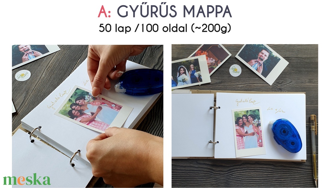 Eküvői vendégkönyv, gyűrűs mappa, Fotókönyv, emlékkönyv - Púder, Rosegold rózsás - esküvő - emlék & ajándék - vendégkönyv - Meska.hu