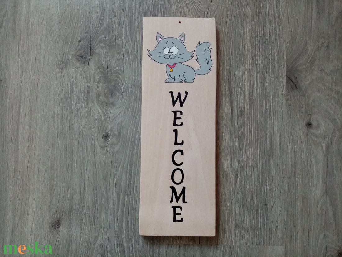 Kézzel festett macskás welcome tábla. akciós termékkép 1