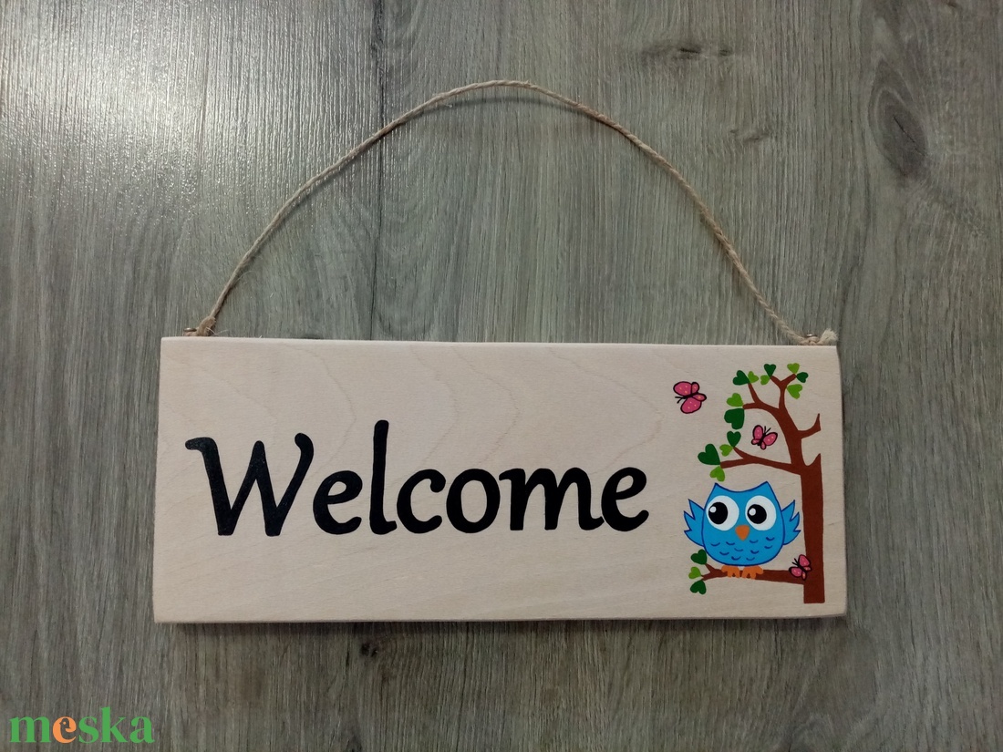 Családi tábla, Welcome tábla, ajtódísz, kopogtató. - Bagoly akciós termékkép 1