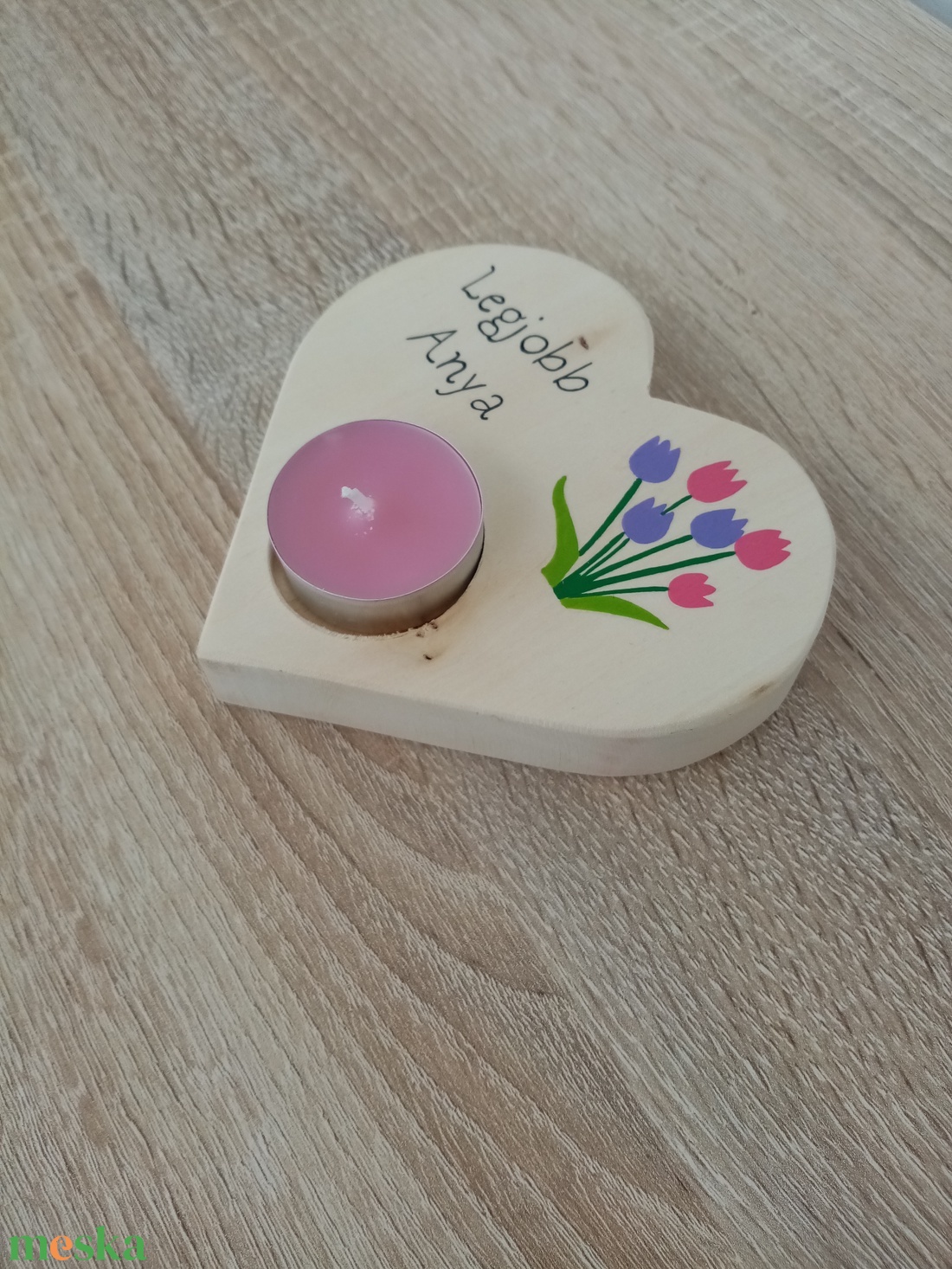 Tulipános Anyák napi gyertyatartó,köszönőajándék, ajándék, asztaldísz akciós termékkép 1