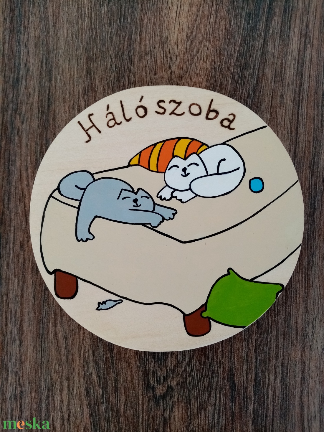 Simon's cat- Hálószoba ajtójelölő tábla, ajtó jelölő tábla, ajtódísz, kopogtató akciós termékkép 1