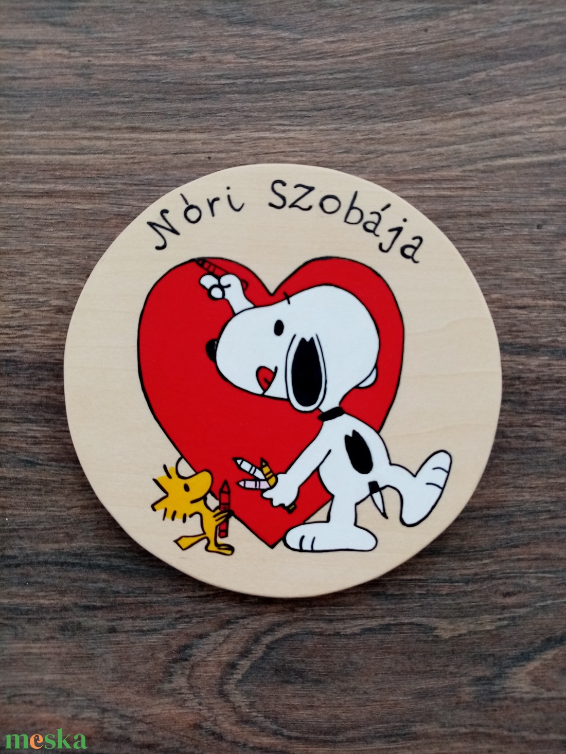 Snoopy ajtójelölő tábla, ajtó jelölő tábla, ajtódísz, kopogtató - otthon & lakás - babaszoba, gyerekszoba - gyerek névtábla - Meska.hu