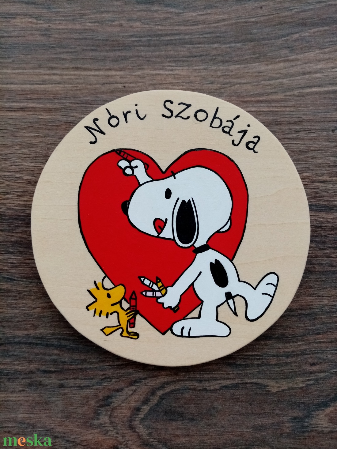 Snoopy ajtójelölő tábla, ajtó jelölő tábla, ajtódísz, kopogtató - otthon & lakás - babaszoba, gyerekszoba - gyerek névtábla - Meska.hu