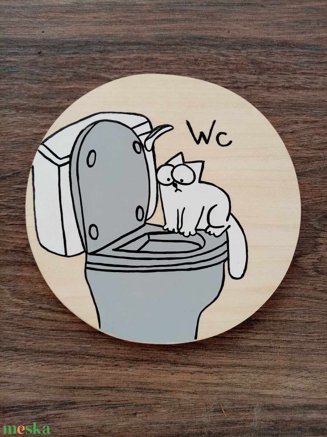 Simon's cat  - Wc tábla . Ajtójelölő tábla, ajtó jelölő tábla, névtábla, felirat, kopogtató akciós termékkép 1