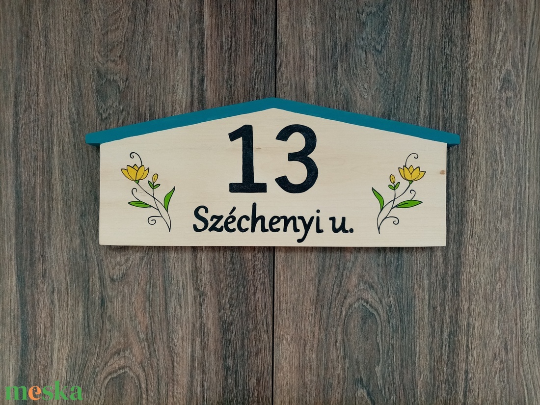 Házszám, házszámtábla, utcatábla- Türkiz háztetős  , házszám . akciós termékkép 1