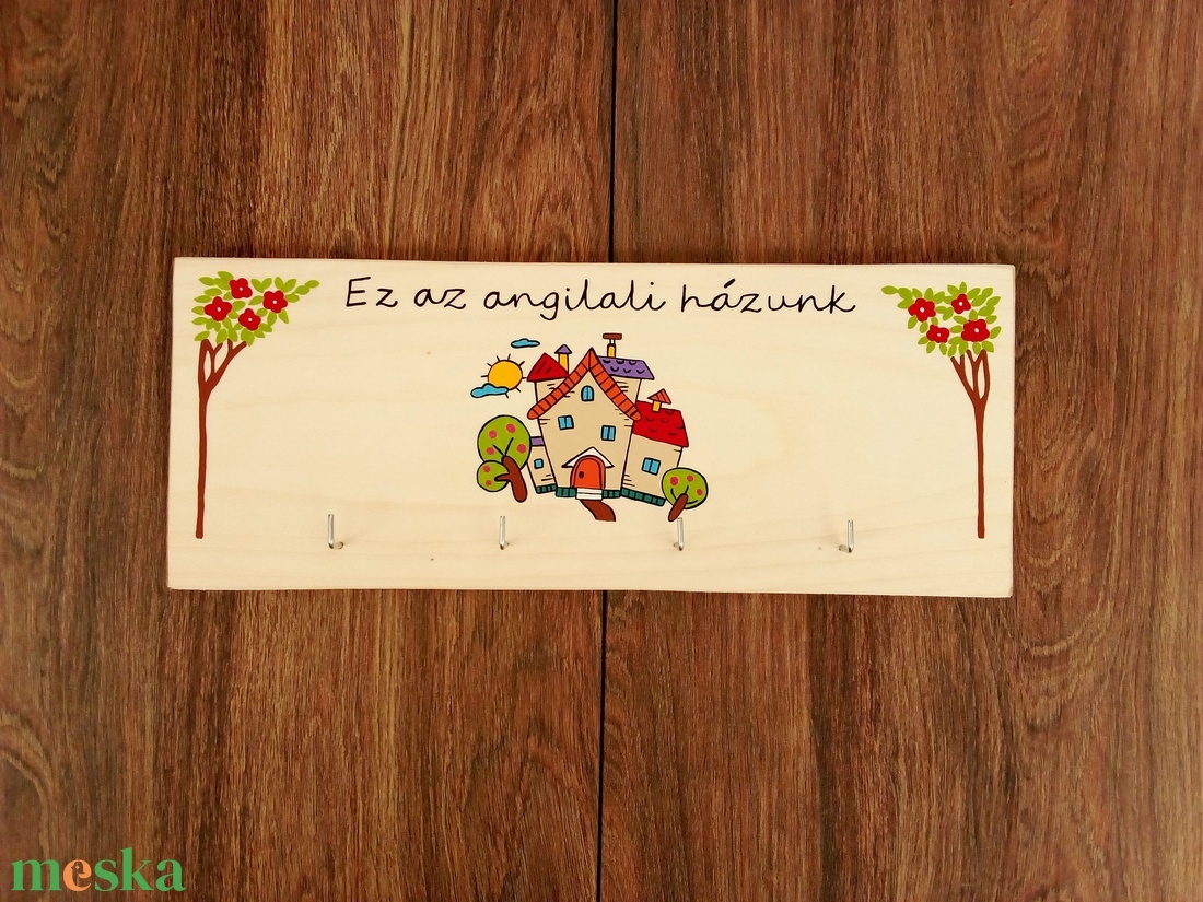 ,,Ez az angilali házunk fali kulcsakasztó, fali kulcstartó, dekoráció - otthon & életmód - dekoráció - fali és függő dekoráció - fali kulcstartó - Meska.hu