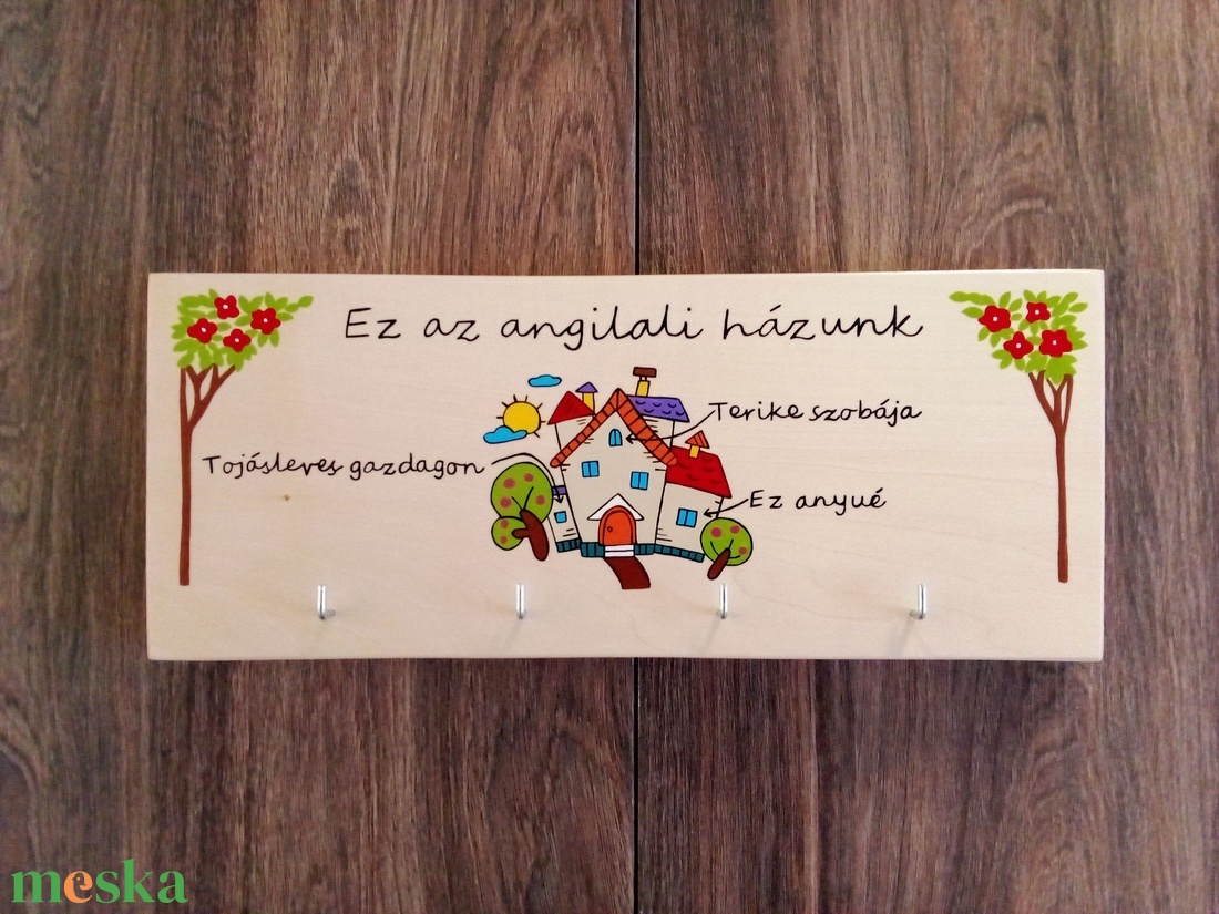 ,,Ez az angilali házunk" fali kulcsakasztó, fali kulcstartó, dekoráció akciós termékkép 1