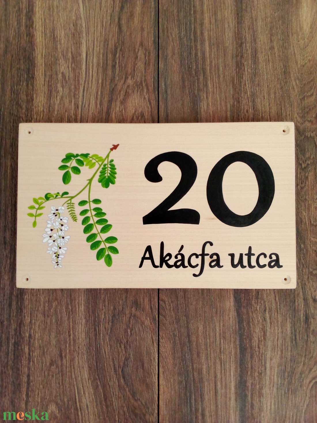 Házszám, házszámtábla, utcatábla- Akácfa - házszám  - otthon & életmód - ház & kert - házszám - Meska.hu