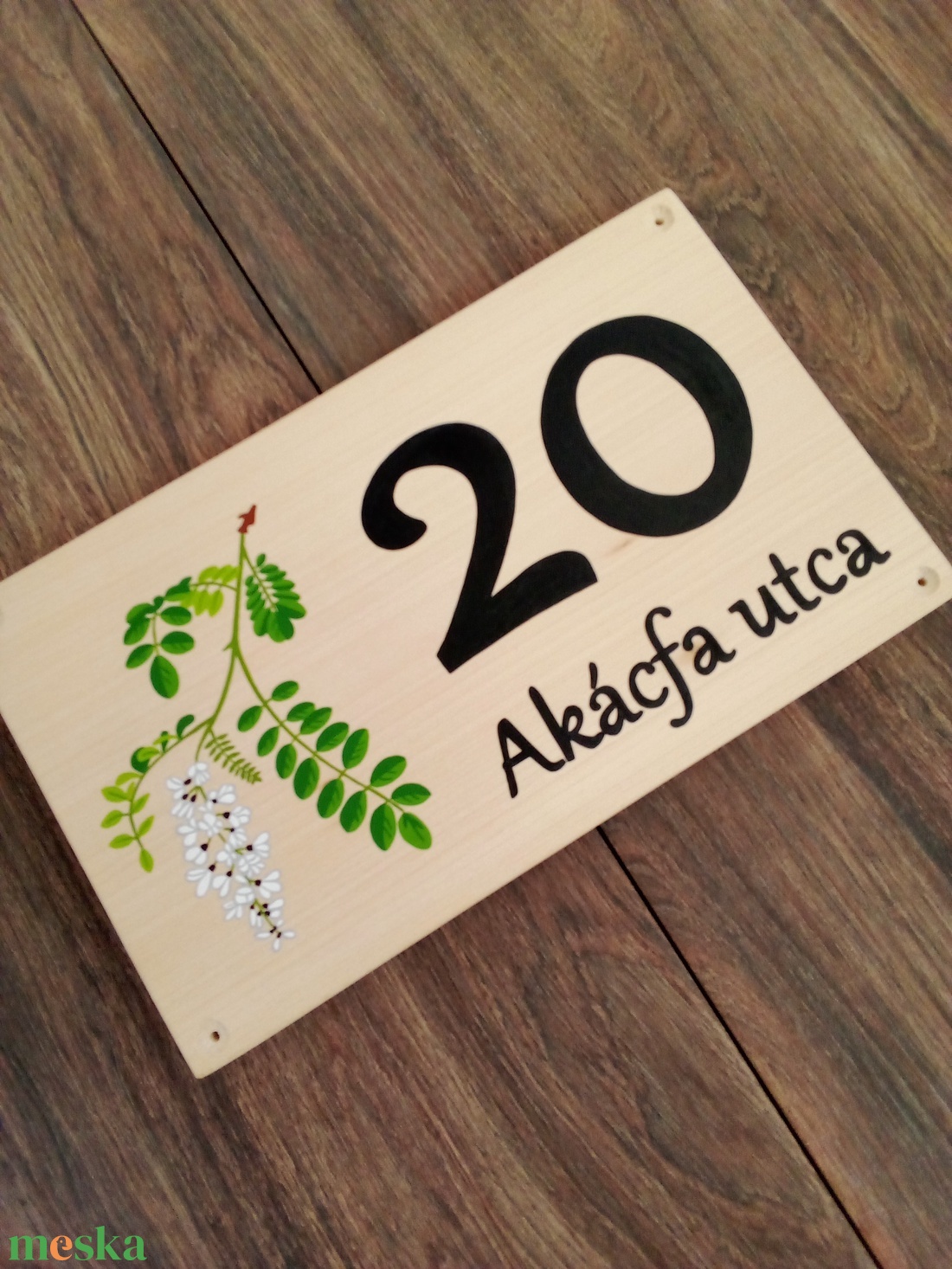 Házszám, házszámtábla, utcatábla- Akácfa - házszám  - otthon & életmód - ház & kert - házszám - Meska.hu