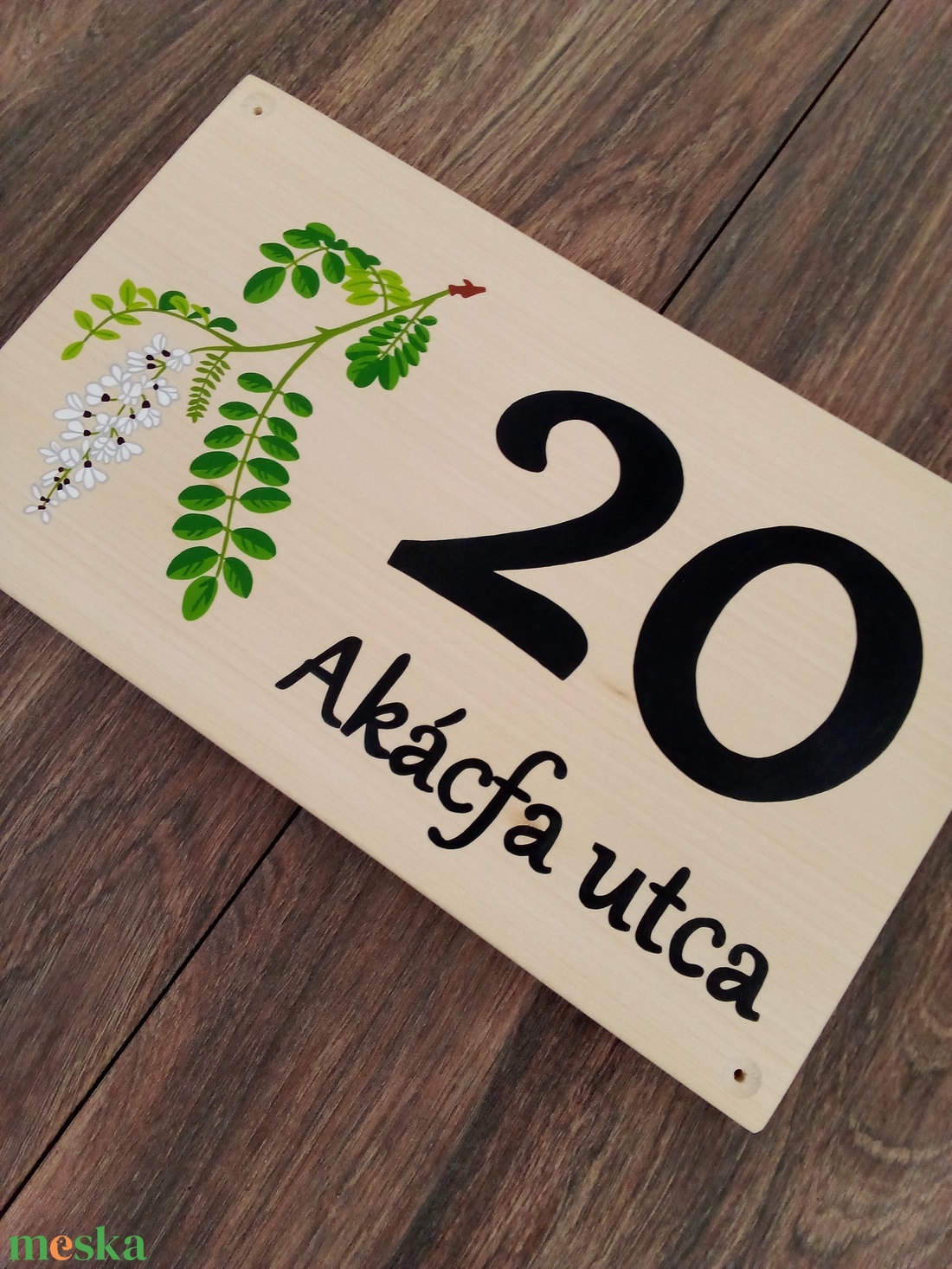 Házszám, házszámtábla, utcatábla- Akácfa - házszám  - otthon & életmód - ház & kert - házszám - Meska.hu