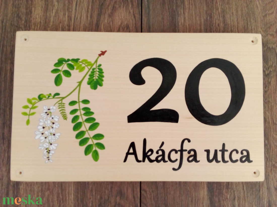 Házszám, házszámtábla, utcatábla- Akácfa - házszám  - otthon & életmód - ház & kert - házszám - Meska.hu