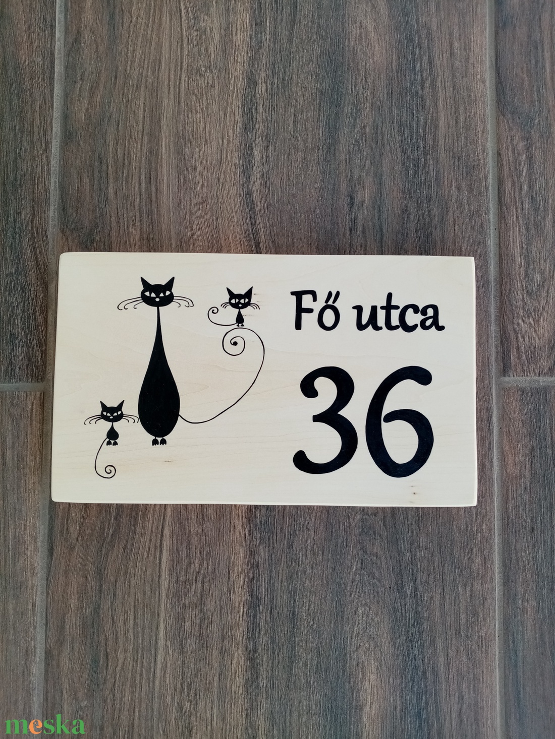 Házszám, házszámtábla, utcatábla- Cica család  , házszám . - otthon & életmód - ház & kert - házszám - Meska.hu
