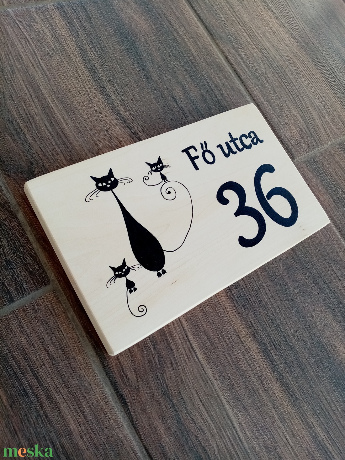 Házszám, házszámtábla, utcatábla- Cica család  , házszám . - otthon & életmód - ház & kert - házszám - Meska.hu