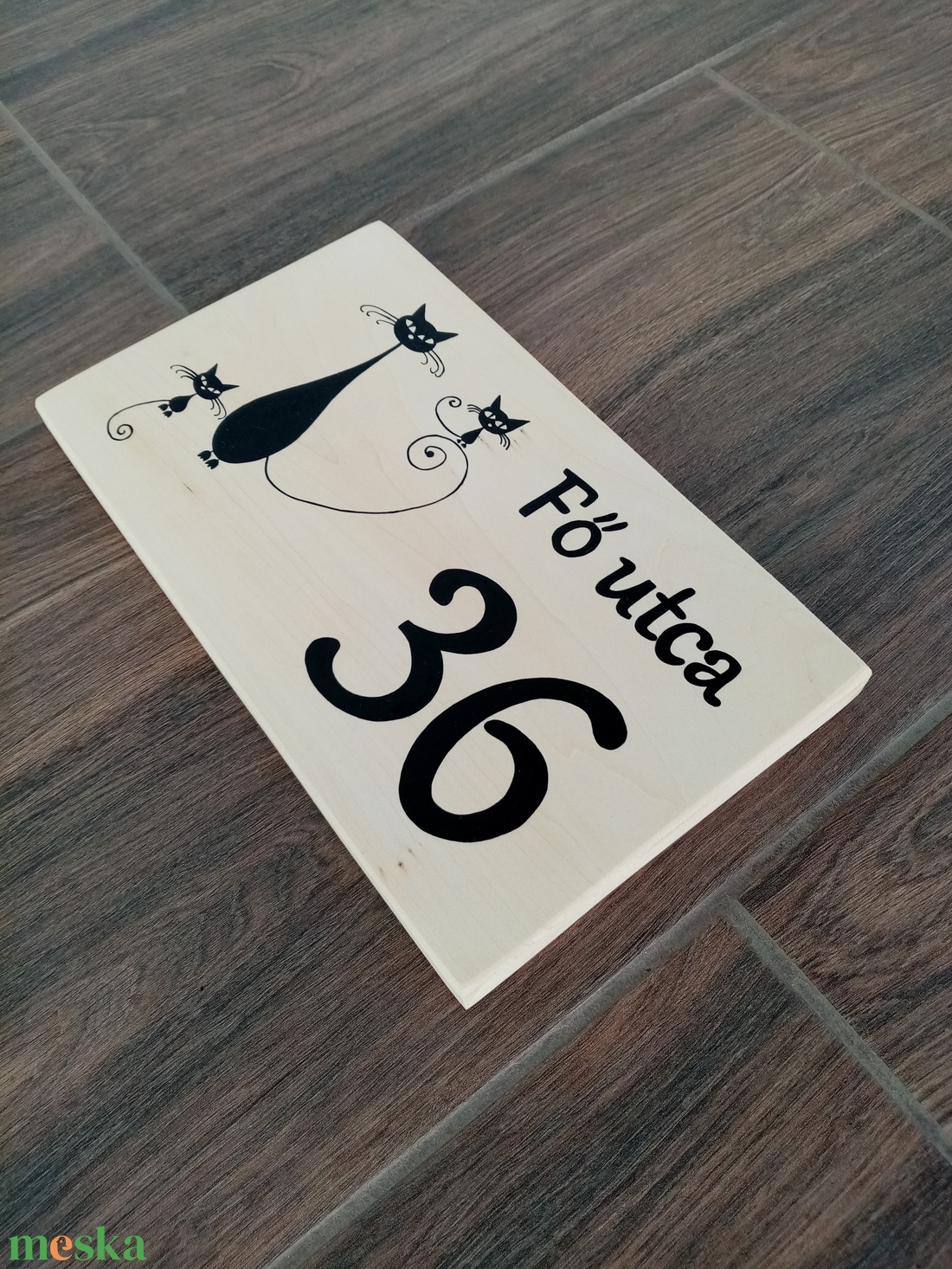 Házszám, házszámtábla, utcatábla- Cica család  , házszám . - otthon & életmód - ház & kert - házszám - Meska.hu