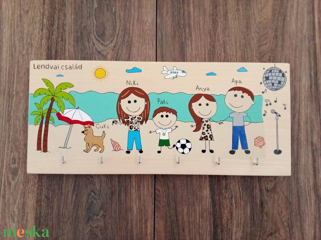 Nagyméretű Családi fali kulcsakasztó, kulcstartó, fogas - Családi tábla - otthon & életmód - dekoráció - fali és függő dekoráció - fali kulcstartó - Meska.hu