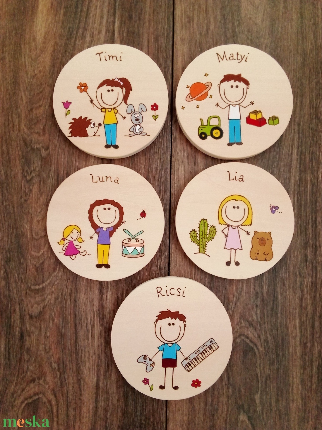 Gyerek ajtótábla, névtábla, felirat, kopogtató - 5 db - otthon & életmód - babaszoba, gyerekszoba - babaszoba, gyerekszoba - Meska.hu