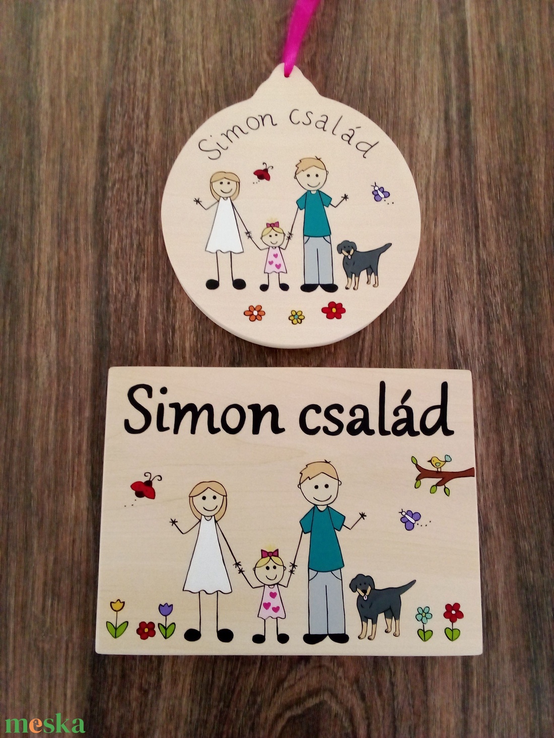 Családi ajtótábla - Családi karácsonyfadísz szett - 2 db - otthon & életmód - dekoráció - ajtó- és ablak dekoráció - ajtótábla - Meska.hu