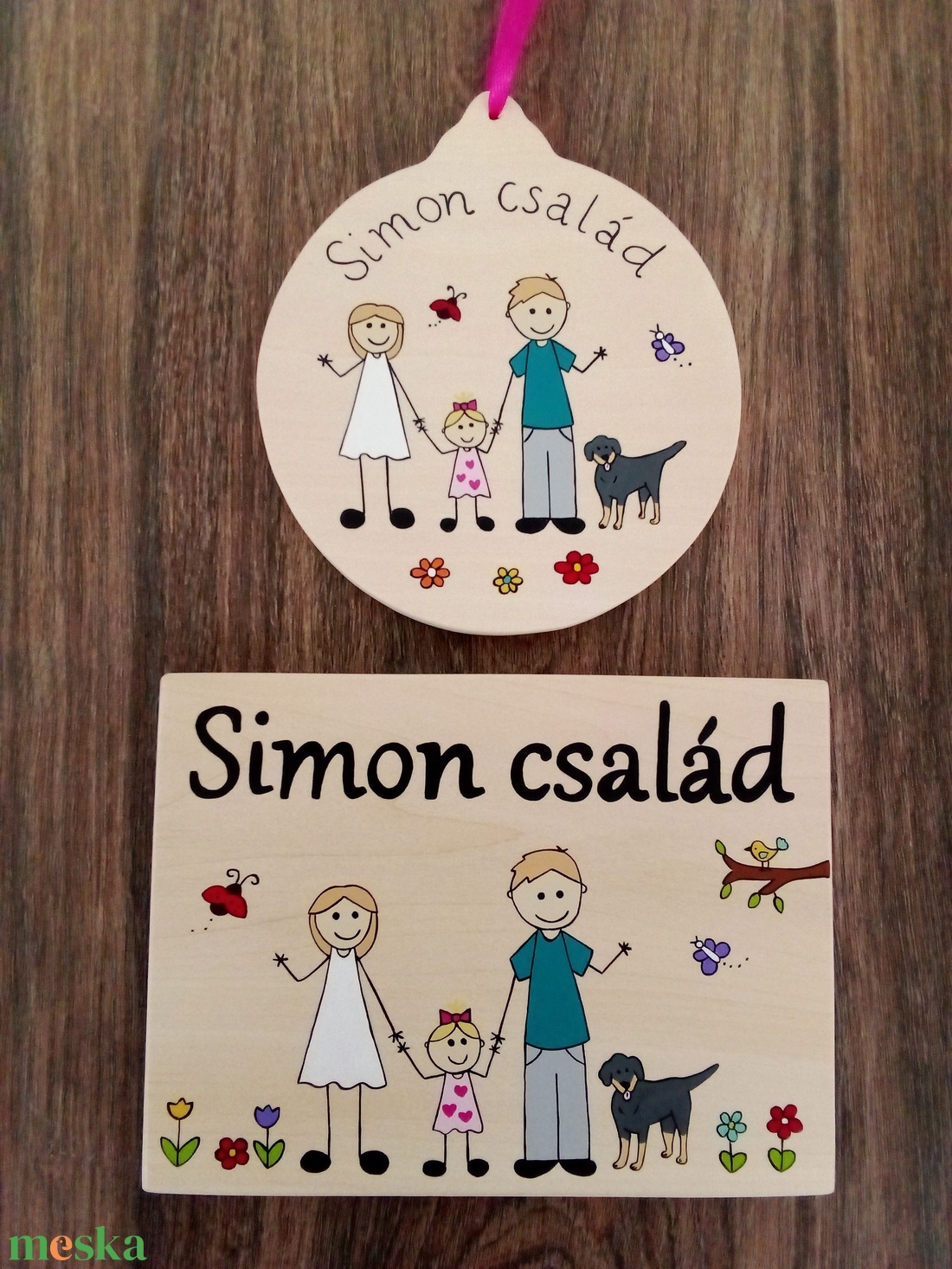 Családi ajtótábla - Családi karácsonyfadísz szett - 2 db - otthon & életmód - dekoráció - ajtó- és ablak dekoráció - ajtótábla - Meska.hu