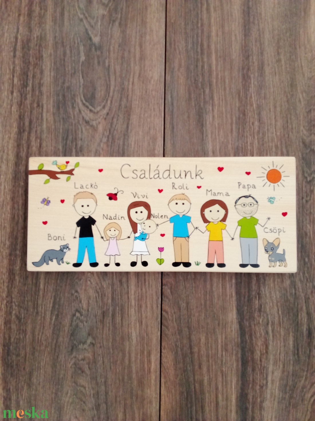 Családi tábla, névtábla, felirat, falikép, fali dekoráció - otthon & életmód - ház & kert - névtábla - Meska.hu