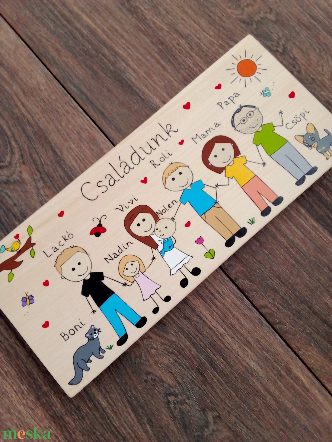 Családi tábla, névtábla, felirat, falikép, fali dekoráció - otthon & életmód - ház & kert - névtábla - Meska.hu