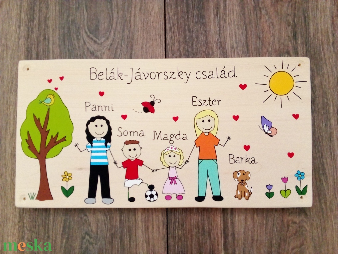 Családi tábla, névtábla, felirat, falikép, fali dekoráció - otthon & életmód - ház & kert - névtábla - Meska.hu