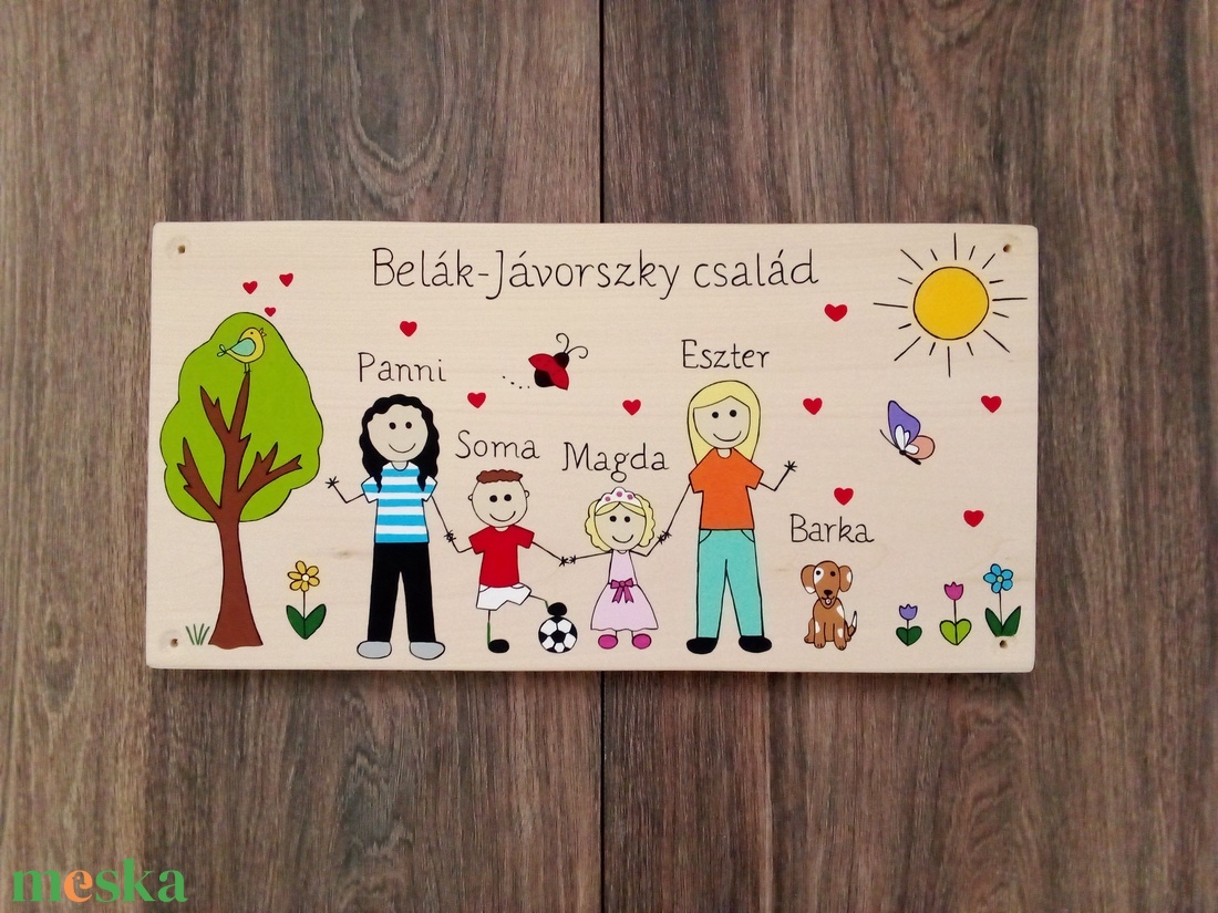 Családi tábla, névtábla, felirat, falikép, fali dekoráció - otthon & életmód - ház & kert - névtábla - Meska.hu