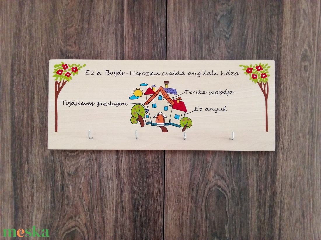 ,,Ez az angilali házunk fali kulcsakasztó, fali kulcstartó, dekoráció - otthon & életmód - dekoráció - fali és függő dekoráció - fali kulcstartó - Meska.hu