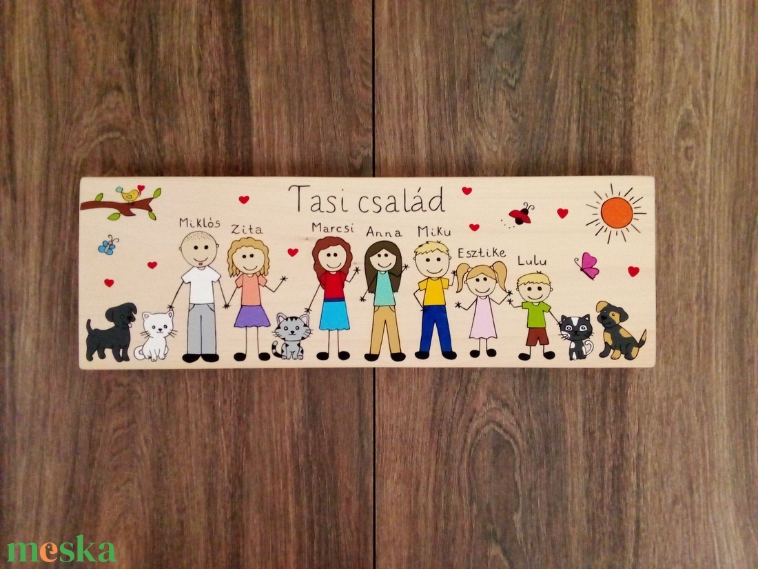 Családi tábla, névtábla, felirat, falikép, fali dekoráció - otthon & életmód - ház & kert - névtábla - Meska.hu