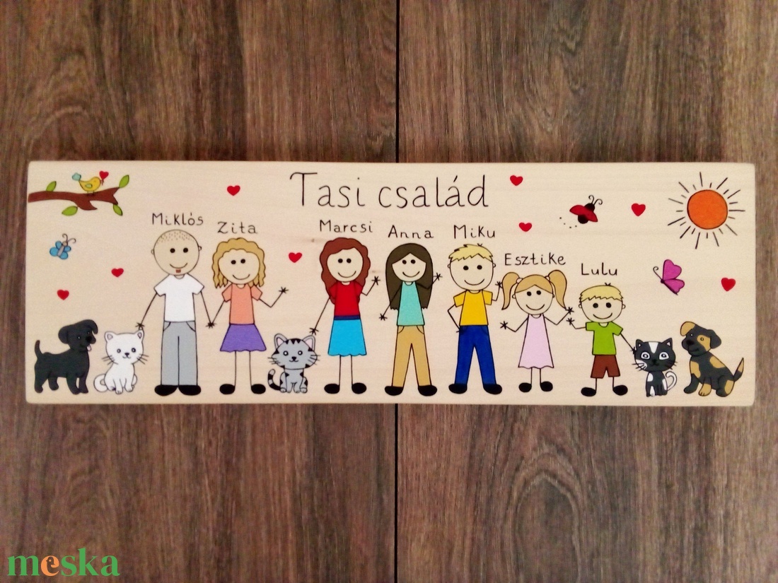 Családi tábla, névtábla, felirat, falikép, fali dekoráció - otthon & életmód - ház & kert - névtábla - Meska.hu