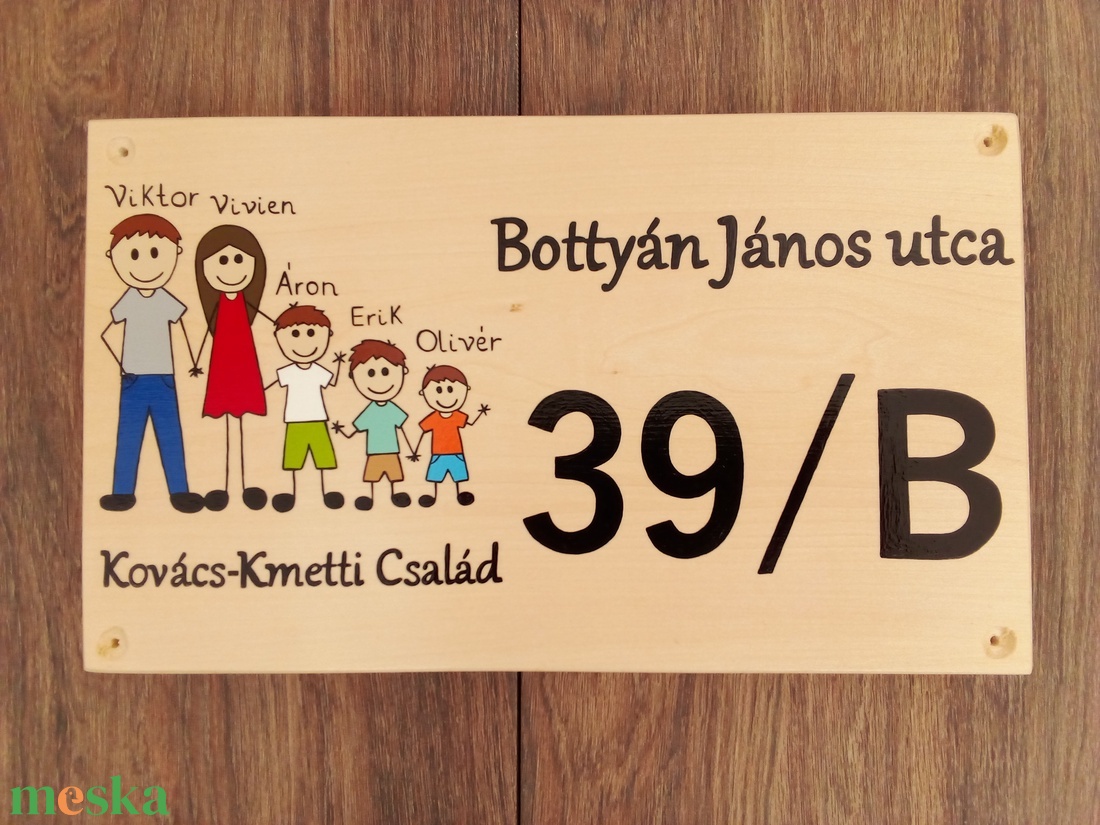 Házszám, házszámtábla, utcatábla- családos , házszám . - otthon & életmód - ház & kert - házszám - Meska.hu