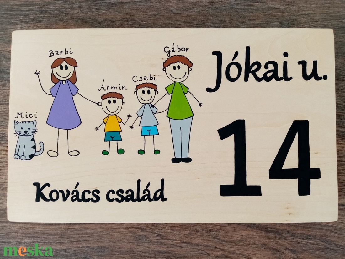 Házszám, házszámtábla, utcatábla- családos , házszám . - otthon & életmód - ház & kert - házszám - Meska.hu