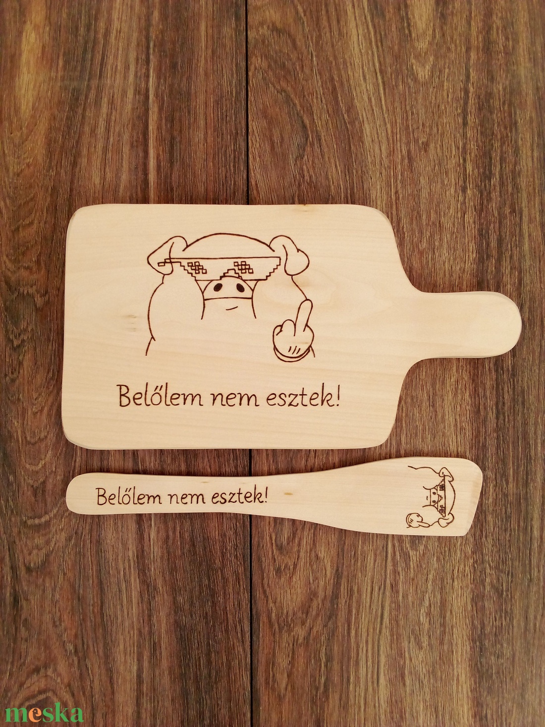 Vicces Malacos vágódeszka, fakanál, teflon lapát szett - 2 darabos - otthon & életmód - dekoráció - kép & falikép - táblakép - Meska.hu