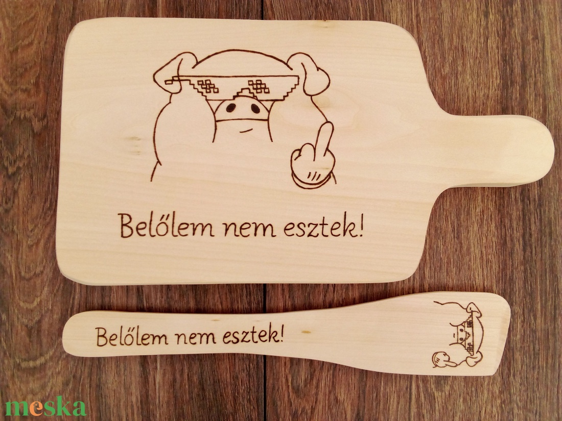 Vicces Malacos vágódeszka, fakanál, teflon lapát szett - 2 darabos - otthon & életmód - dekoráció - kép & falikép - táblakép - Meska.hu