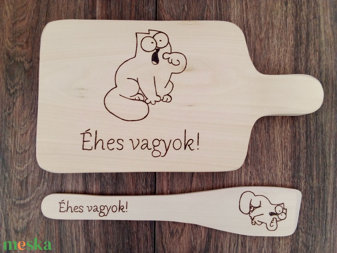 Vicces Malacos vágódeszka, fakanál, teflon lapát szett - 2 darabos - otthon & életmód - dekoráció - kép & falikép - táblakép - Meska.hu