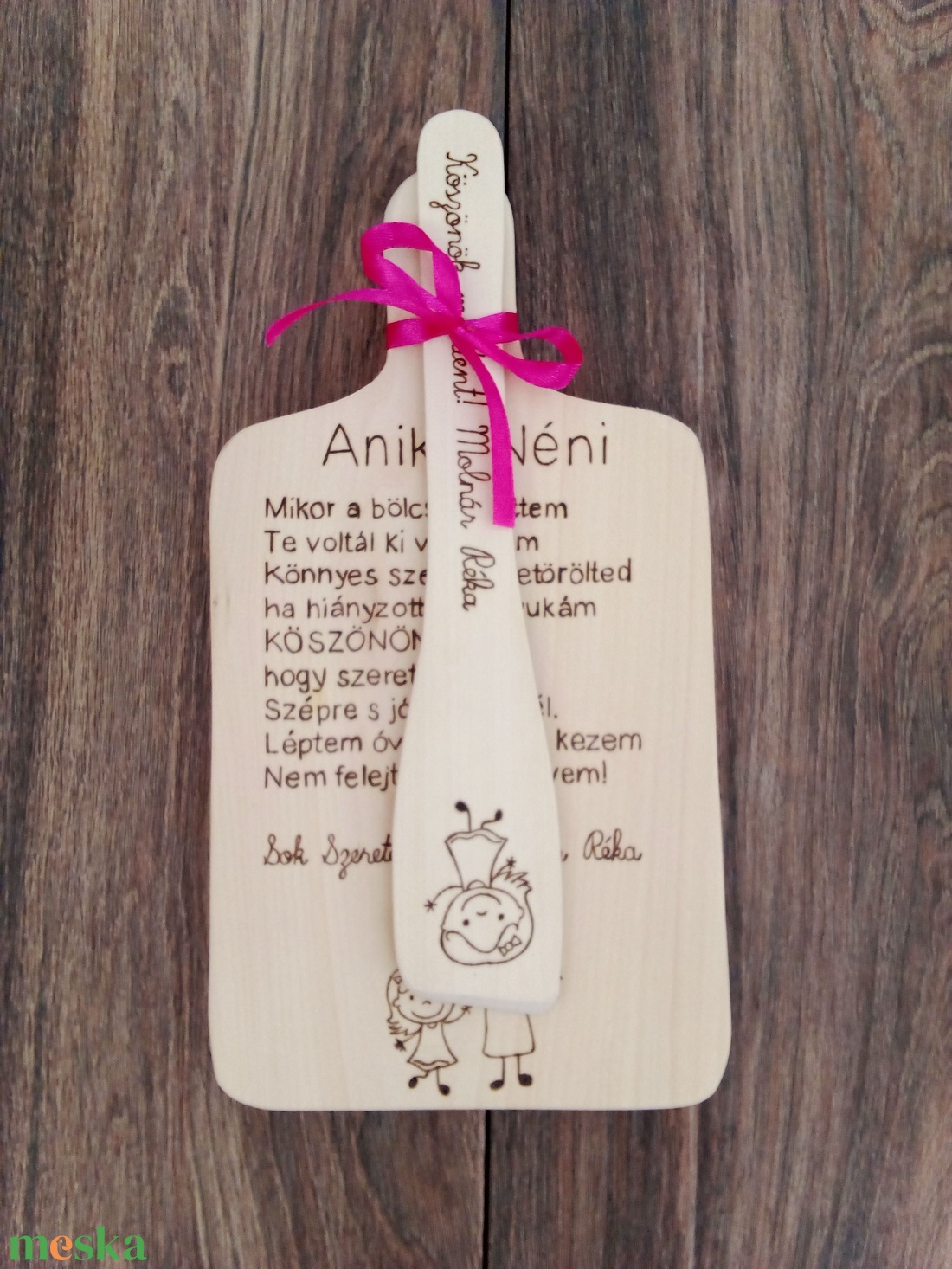 Bölcsis búcsúajándék, óvodai búcsú ajándék vágódeszka, fakanál, teflon lapát szett - 2 darabos - otthon & életmód - ház & kert - névtábla - Meska.hu