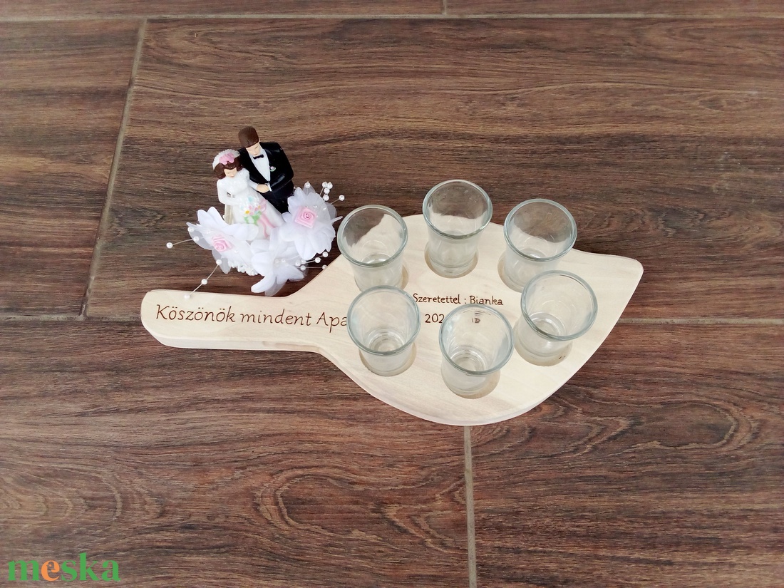 Levél alakú rövidital kínáló, szülőköszöntő ajándék - esküvő - emlék & ajándék - szülőköszöntő ajándék - Meska.hu