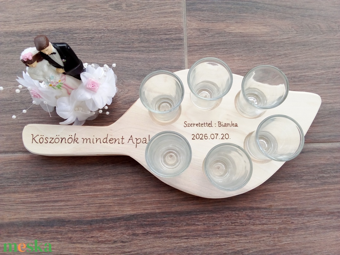 Levél alakú rövidital kínáló, szülőköszöntő ajándék - esküvő - emlék & ajándék - szülőköszöntő ajándék - Meska.hu