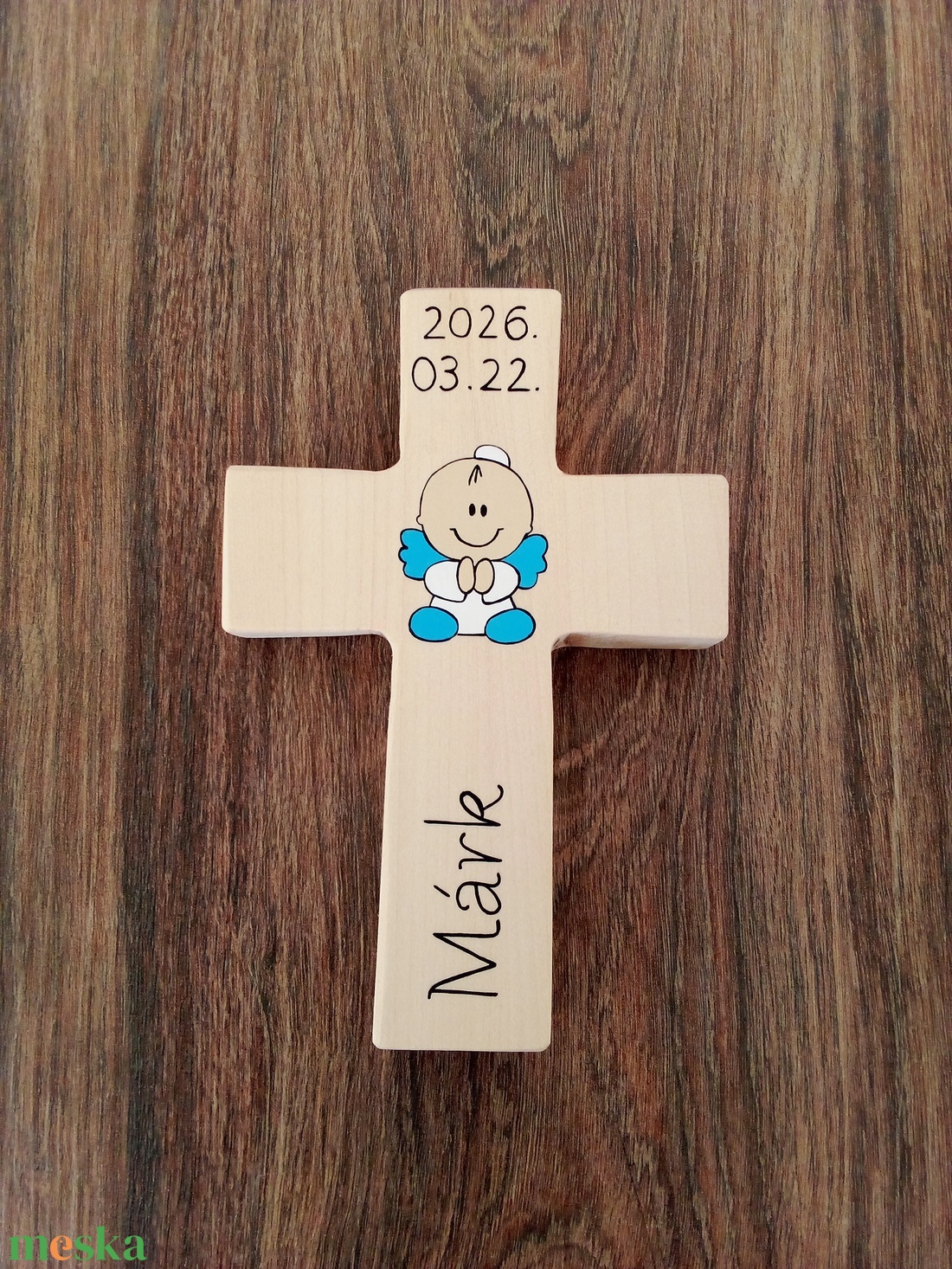 Fa kereszt, kereszt, vallási tárgy, keresztelő ajándék, újszülött ajándék - baba - mama - keresztelő kellékek - keresztelőajándékok - Meska.hu