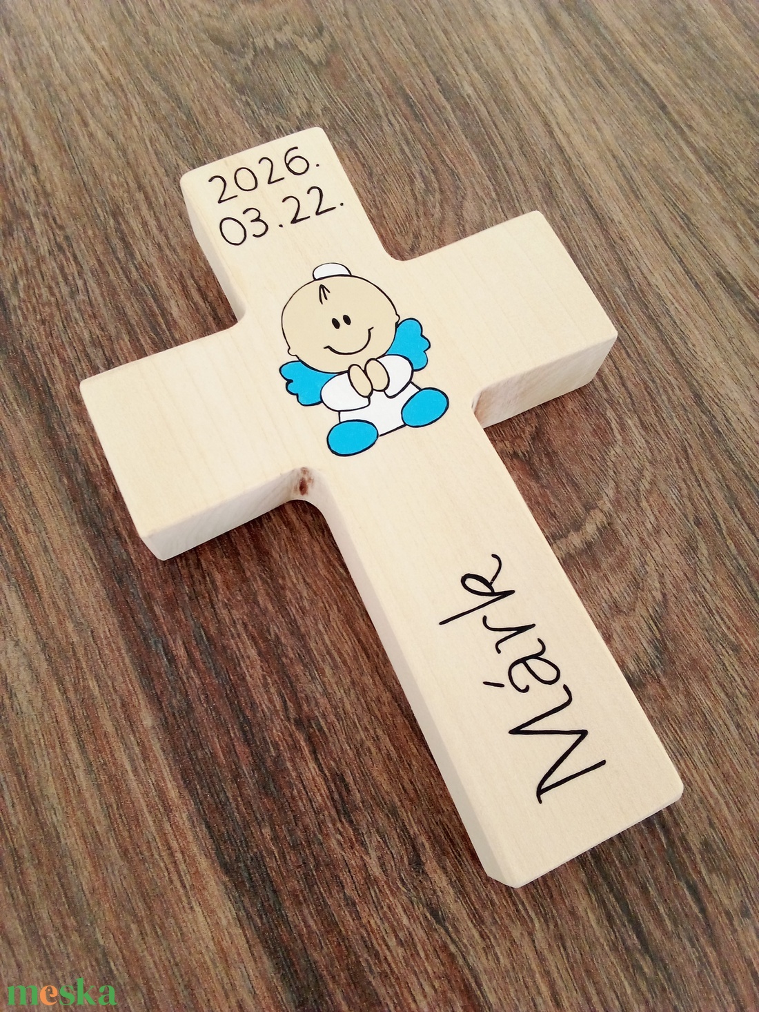 Fa kereszt, kereszt, vallási tárgy, keresztelő ajándék, újszülött ajándék - baba - mama - keresztelő kellékek - keresztelőajándékok - Meska.hu