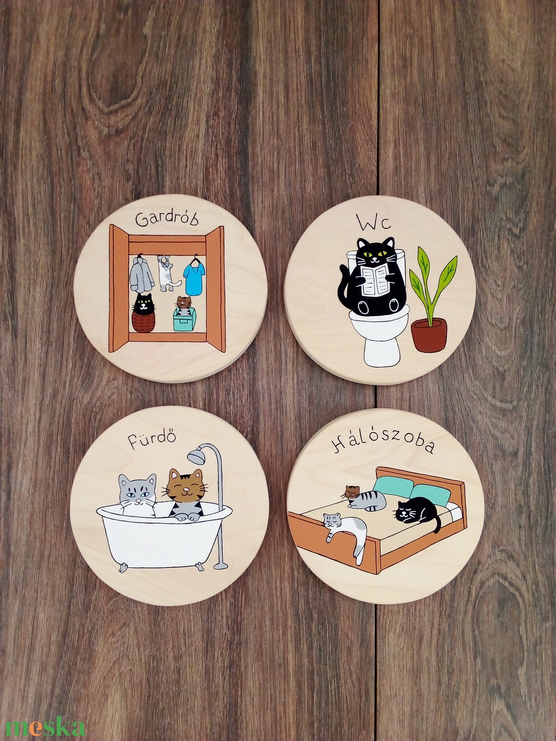 4 db-os ajtótábla szett, ajtójelölő tábla, ajtó jelölő tábla, kopogtató - otthon & életmód - dekoráció - ajtó- és ablak dekoráció - ajtótábla - Meska.hu