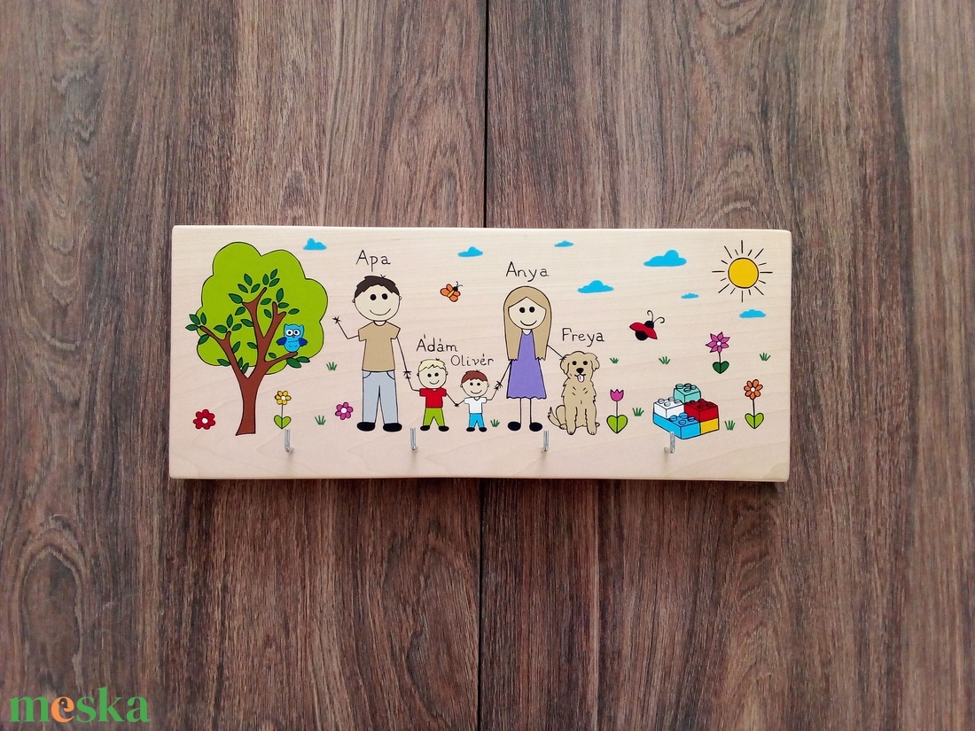 Családi kulcsakasztó, kulcstartó, fali kulcstartó- Család - otthon & életmód - dekoráció - fali és függő dekoráció - fali kulcstartó - Meska.hu