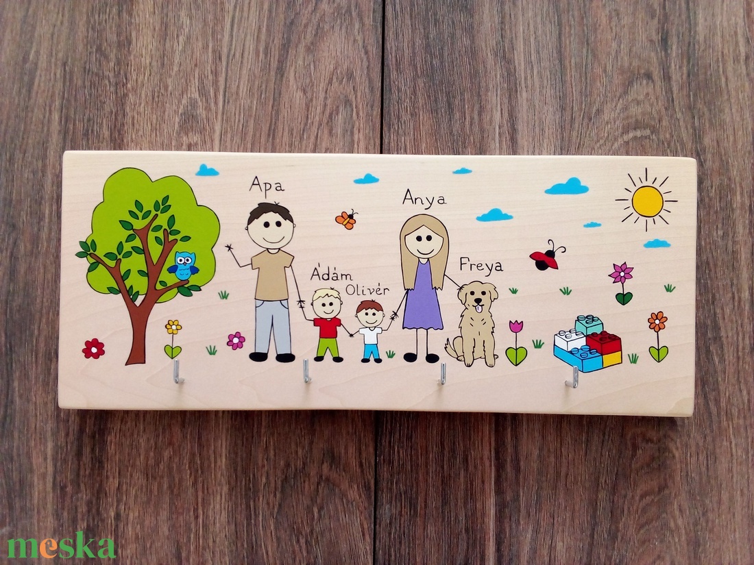 Családi kulcsakasztó, kulcstartó, fali kulcstartó- Család - otthon & életmód - dekoráció - fali és függő dekoráció - fali kulcstartó - Meska.hu