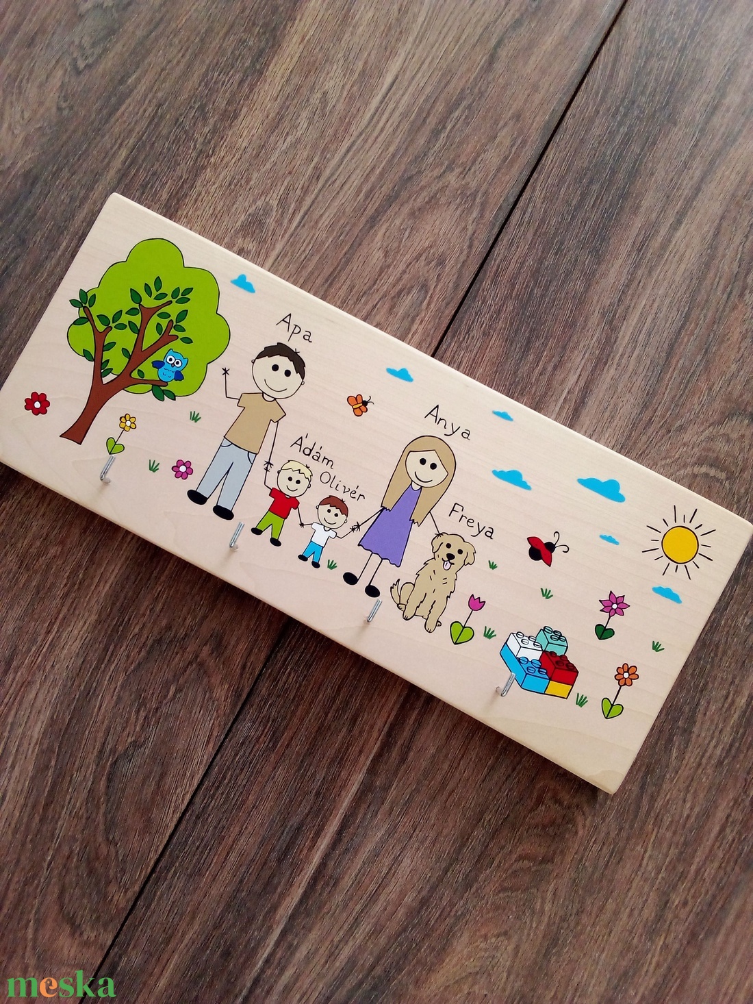 Családi kulcsakasztó, kulcstartó, fali kulcstartó- Család - otthon & életmód - dekoráció - fali és függő dekoráció - fali kulcstartó - Meska.hu