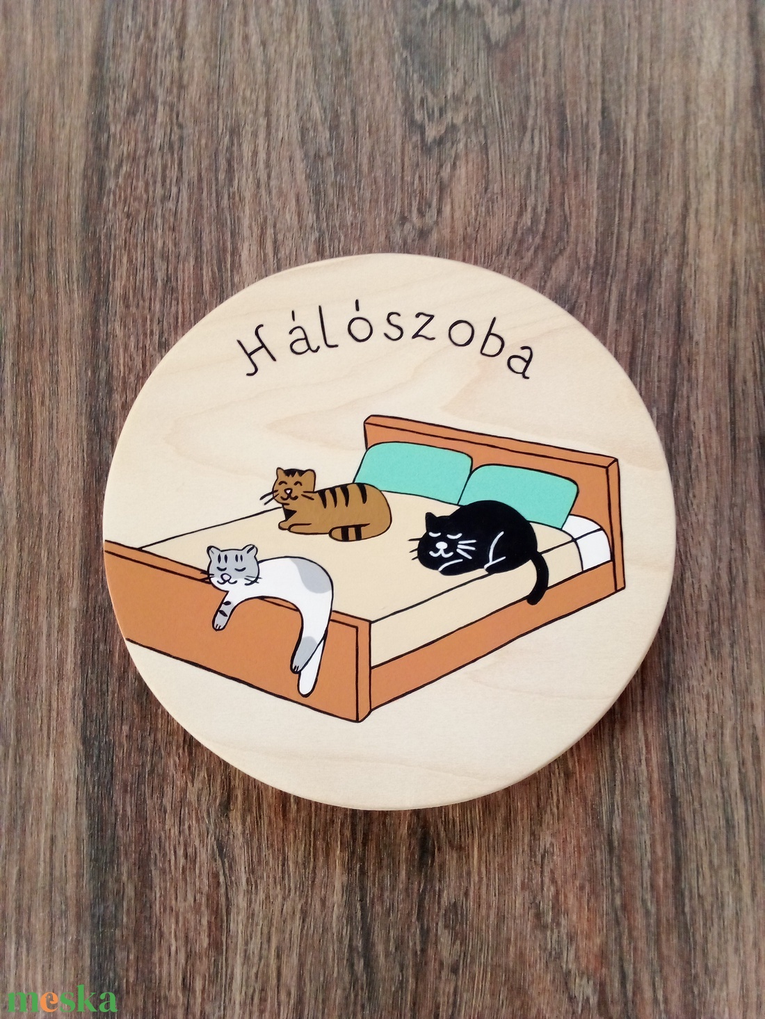 Ajtótábla, ajtó jelölő tábla,  névtábla, kopogtató, felirat- Szundikáló cicusok - otthon & életmód - ház & kert - névtábla - Meska.hu