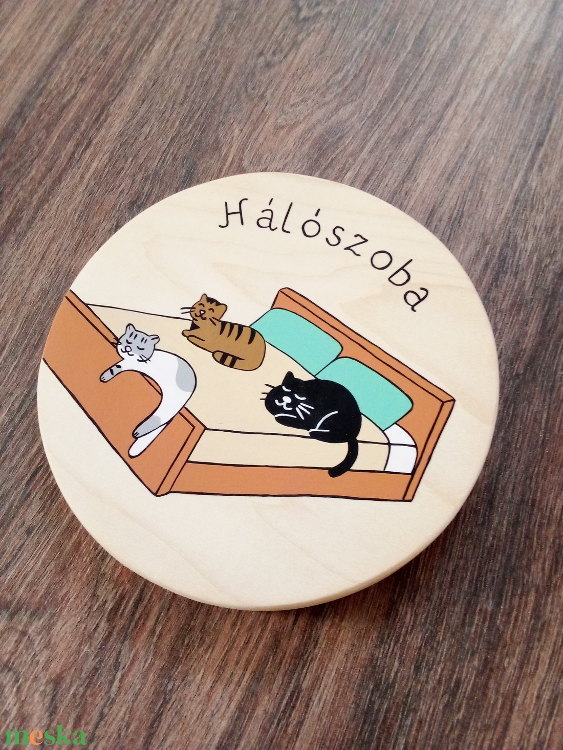 Ajtótábla, ajtó jelölő tábla,  névtábla, kopogtató, felirat- Szundikáló cicusok - otthon & életmód - ház & kert - névtábla - Meska.hu