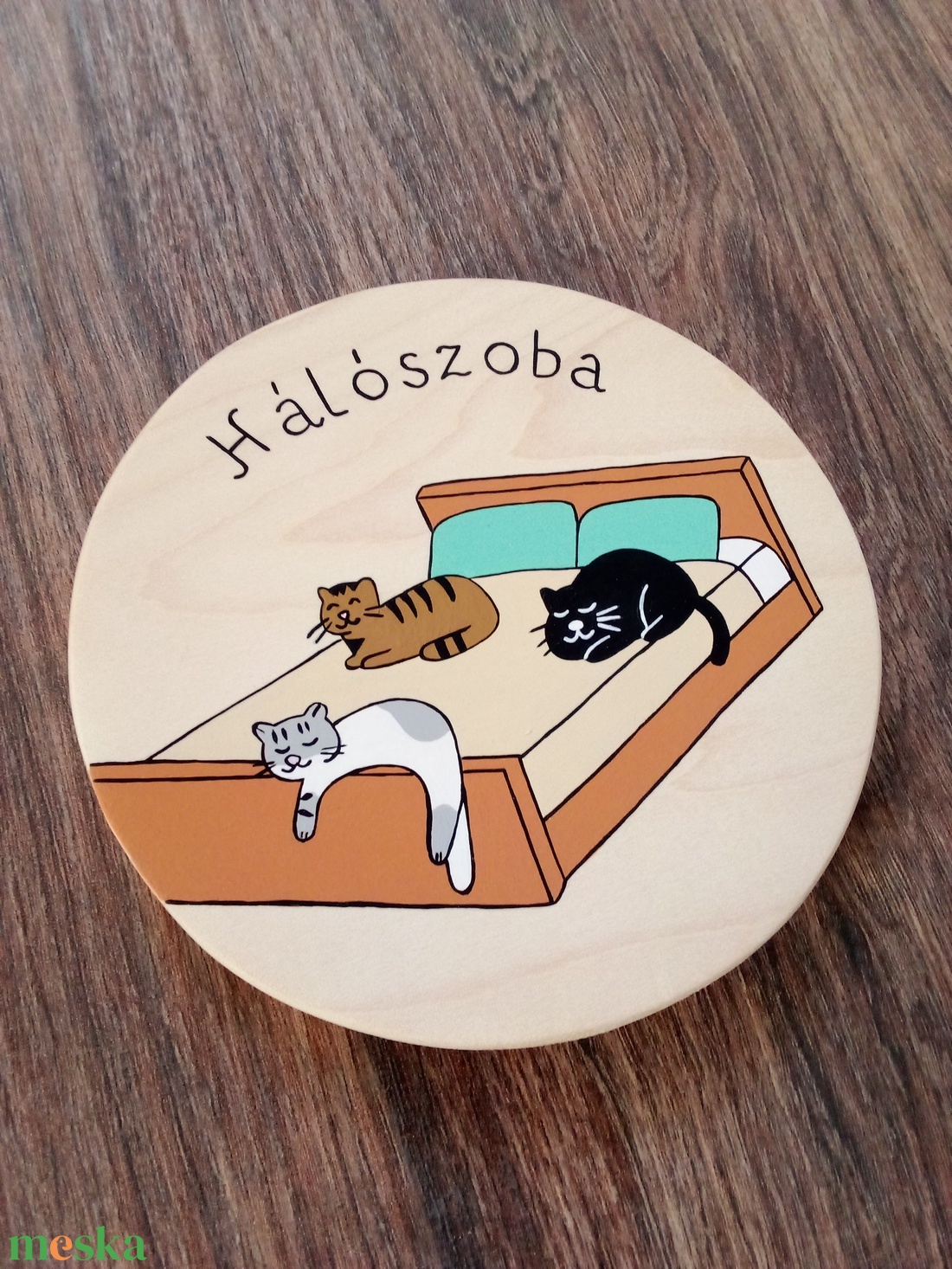 Ajtótábla, ajtó jelölő tábla,  névtábla, kopogtató, felirat- Szundikáló cicusok - otthon & életmód - ház & kert - névtábla - Meska.hu