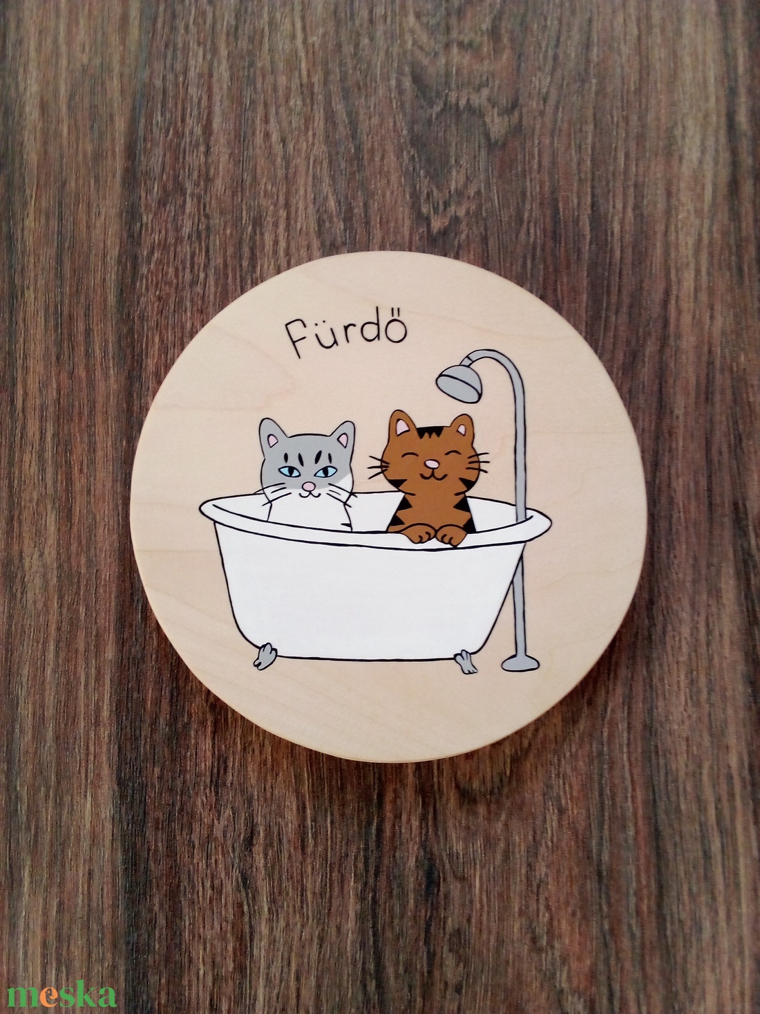 Ajtótábla, ajtó jelölő tábla,  névtábla, kopogtató, felirat- Pancsoló cicák - otthon & életmód - ház & kert - névtábla - Meska.hu