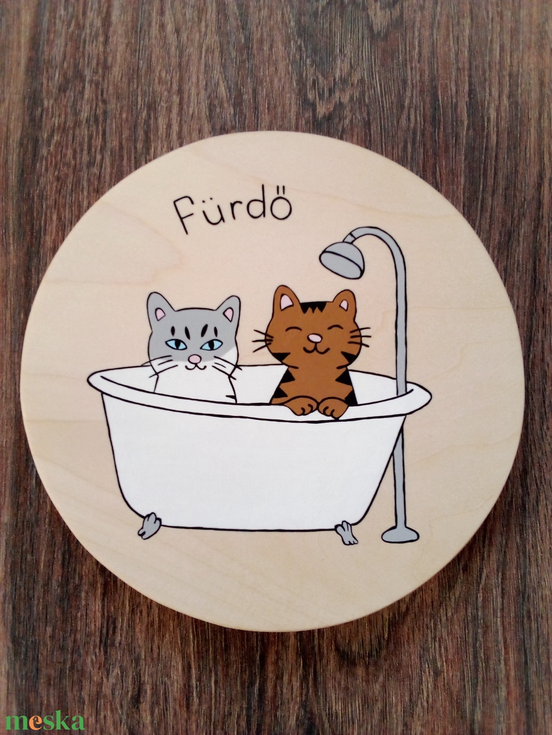 Ajtótábla, ajtó jelölő tábla,  névtábla, kopogtató, felirat- Pancsoló cicák - otthon & életmód - ház & kert - névtábla - Meska.hu