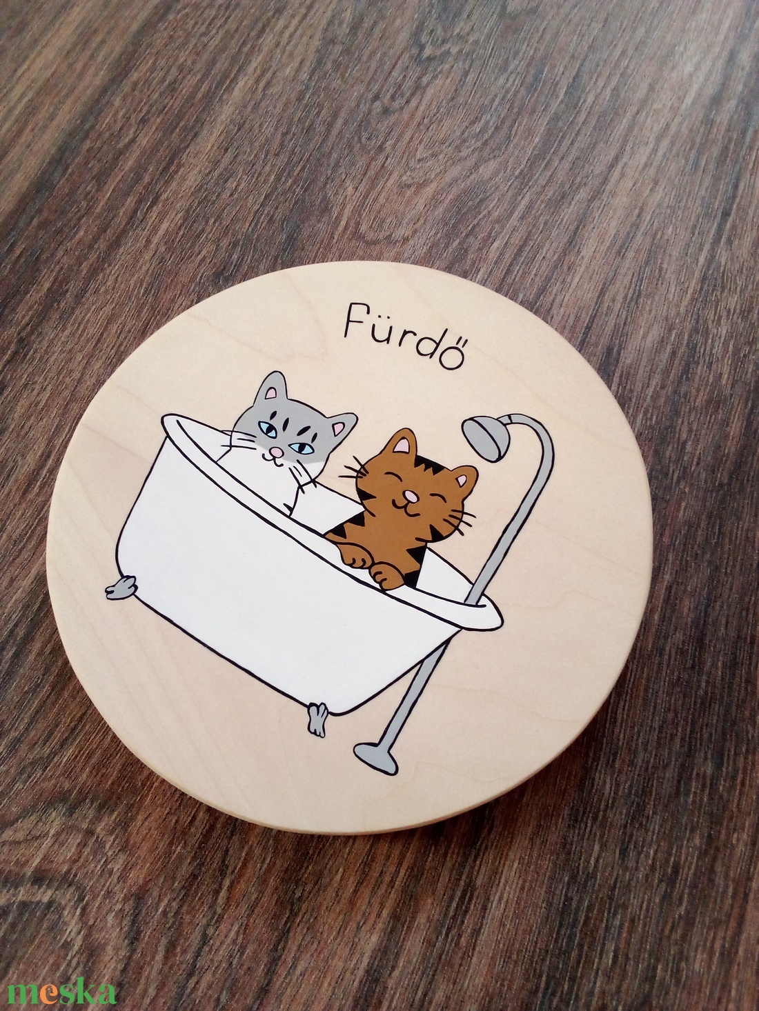 Ajtótábla, ajtó jelölő tábla,  névtábla, kopogtató, felirat- Pancsoló cicák - otthon & életmód - ház & kert - névtábla - Meska.hu