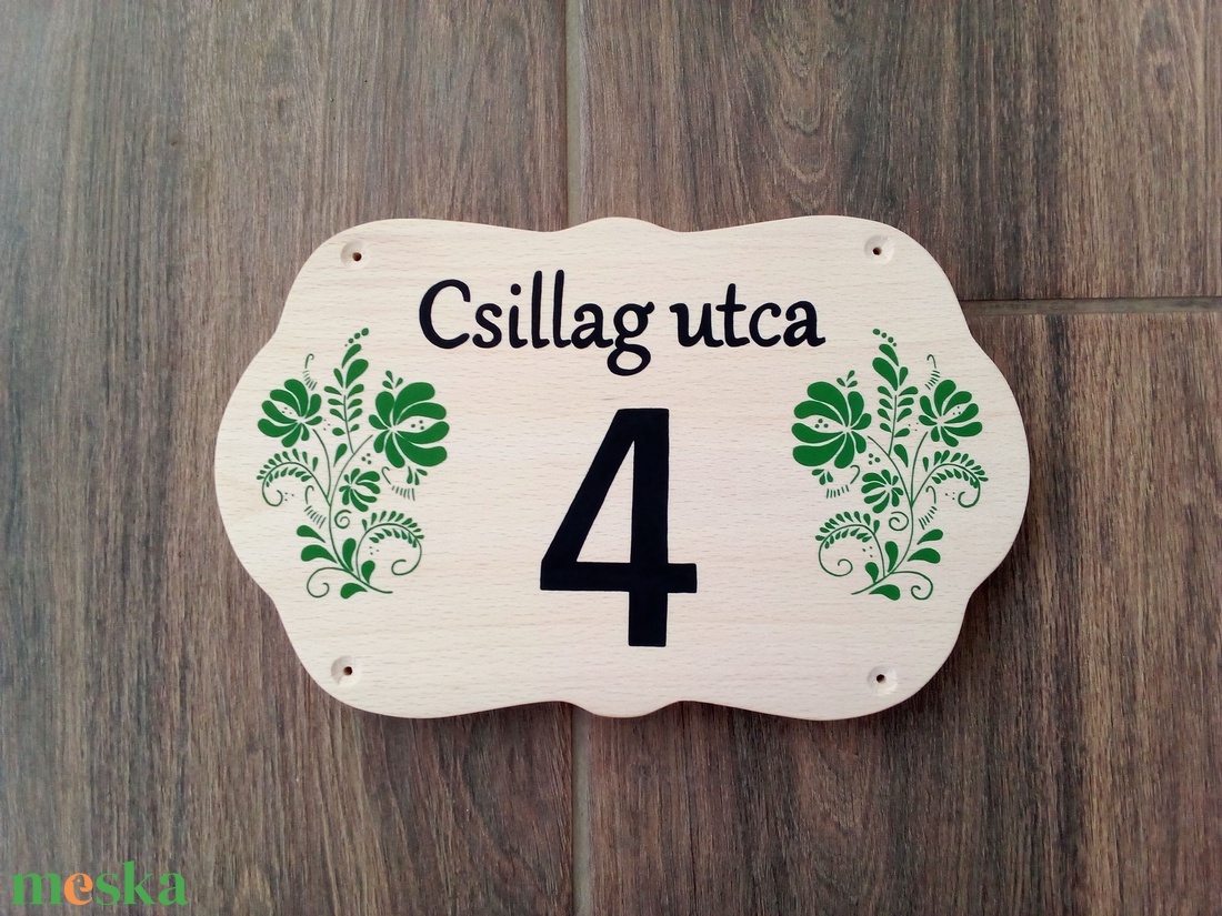 Házszám, házszámtábla, utcatábla- zöld népi mintás , házszám . - otthon & életmód - ház & kert - házszám - Meska.hu